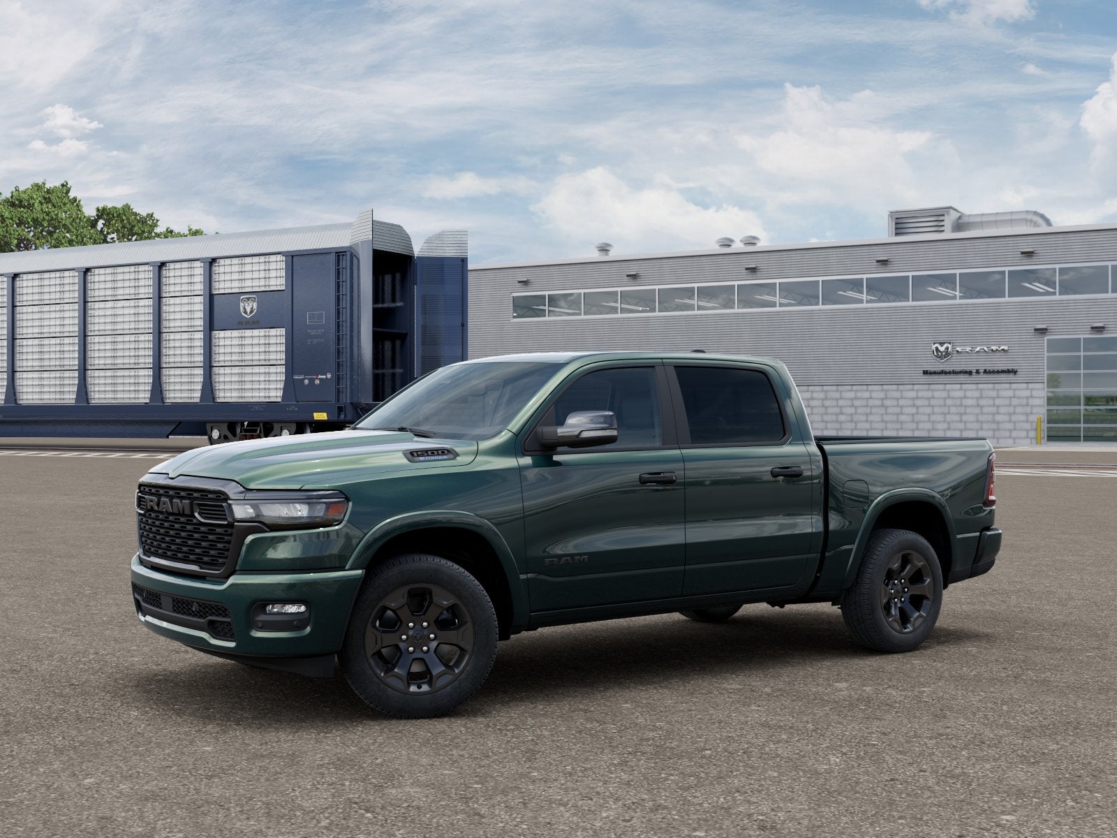 2026 RAM 1500 Big Horn in Serrano-Green Metallic Exterior Paint — front three-quarter view