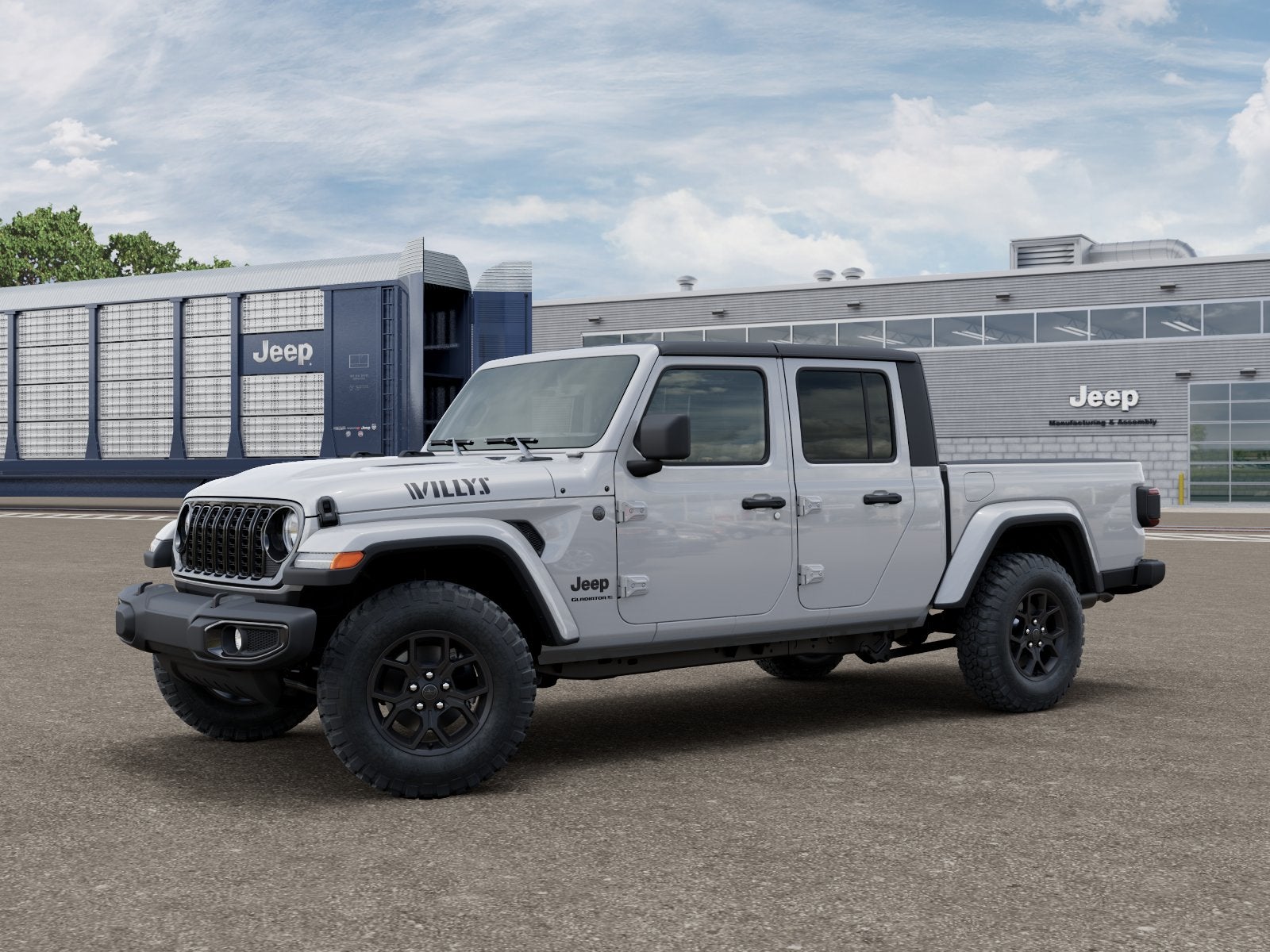2026 Jeep Gladiator Willys in Bright White Clear-Coat Exterior Paint — front three-quarter view