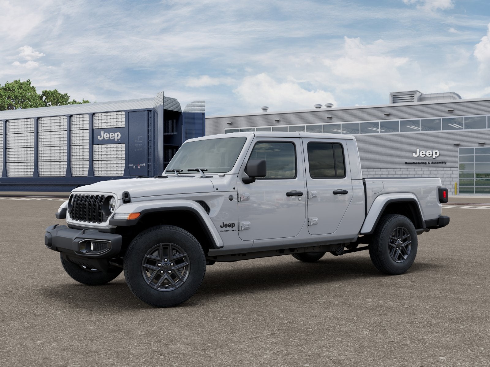 2026 Jeep Gladiator Sport S in Bright White Clear-Coat Exterior Paint — front three-quarter view