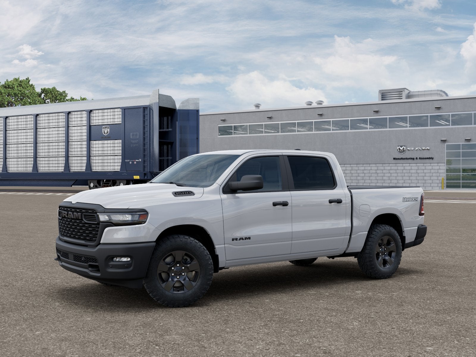 2026 RAM 1500 Warlock in Bright White Clear-Coat Exterior Paint — front three-quarter view